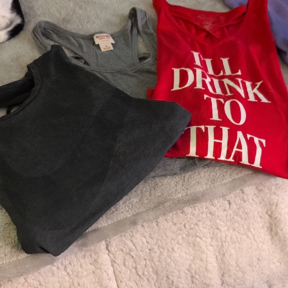 Grayson Threads Gray and Red Casual Tank Tops